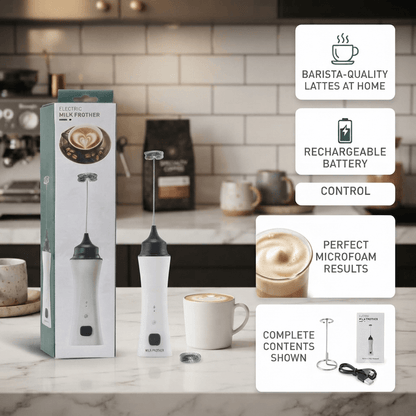 Electric Milk Frother - Handheld Rechargeable Foam Maker